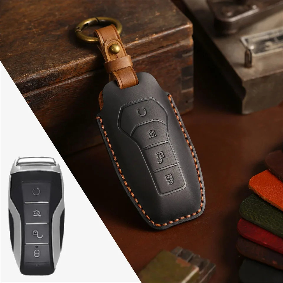 Luxury Leather Car Key Case Key Fob Shell For BYD Atto3, All Models - Image 5