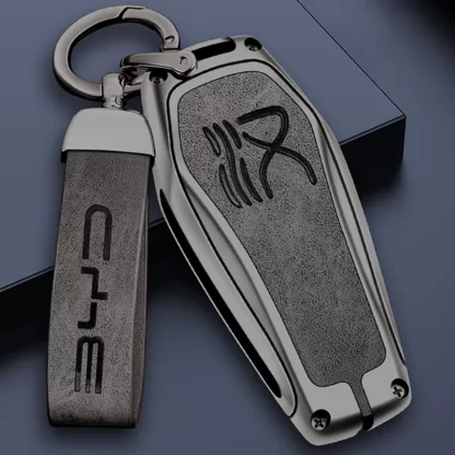 BYD Han EV DMI DMP Zinc Alloy Leather Car Key Case Key Fob Car Interior for 2020-22