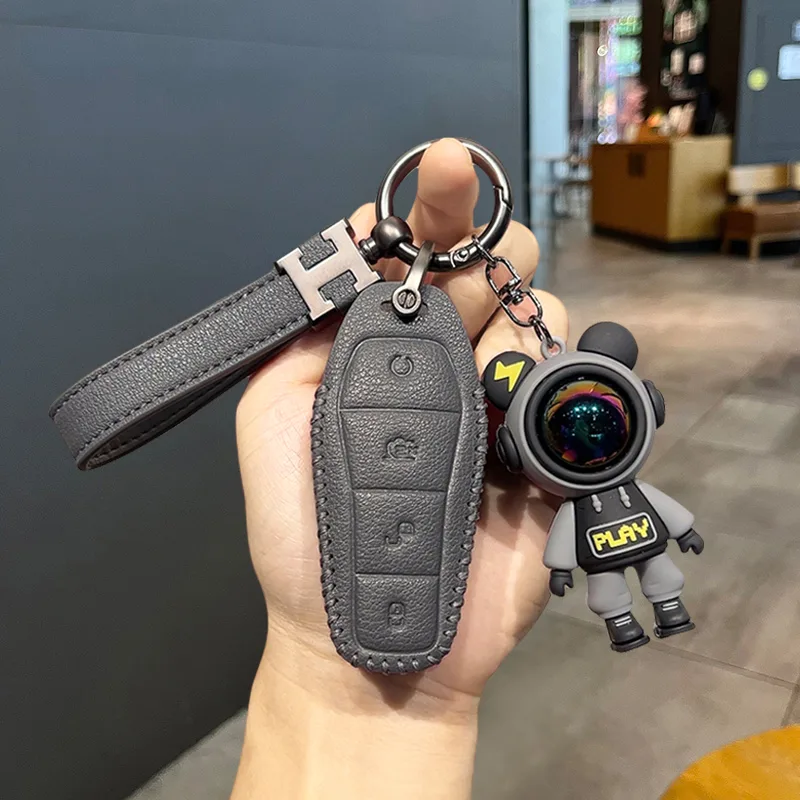 BYD Car Keychain Interior Pu Leather Car Key Case Ring Fit for All Model - Image 3
