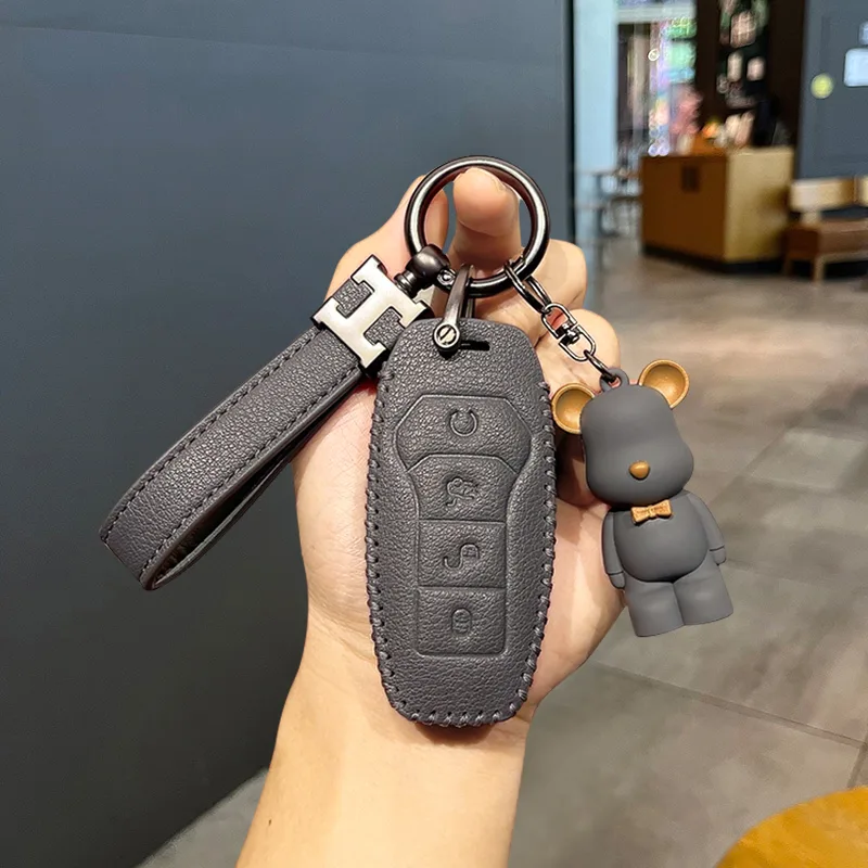 BYD Car Keychain Interior Pu Leather Car Key Case Ring Fit for All Model - Image 5