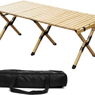 Folding Camping Table Aluminum Alloy Outdoor Roll-Up Table with Storage Bag