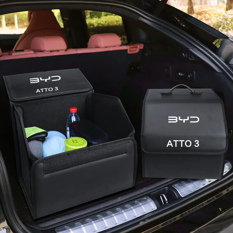 Car Trunk Foldable Storage Box Trip Leather Organizer Bag for BYD Atto 3 - Image 7