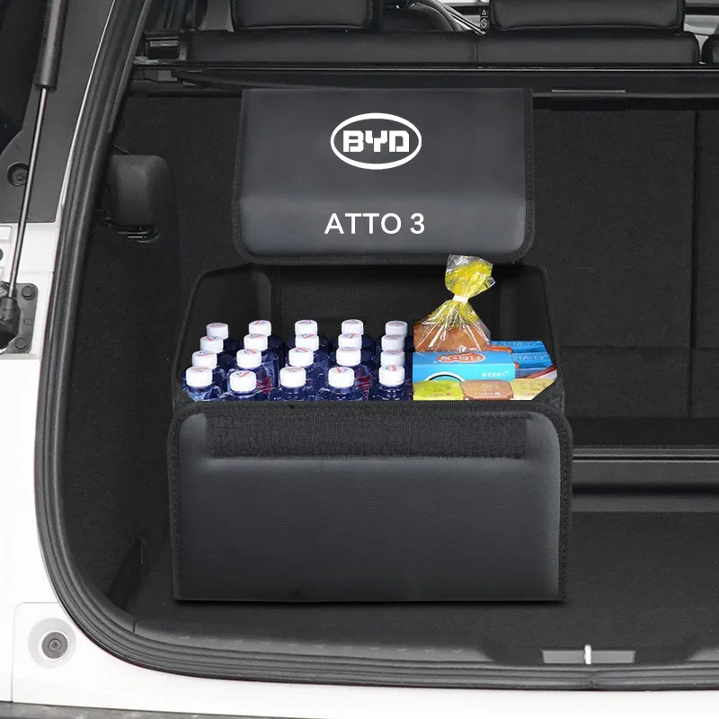 Car Trunk Foldable Storage Box Trip Leather Organizer Bag for BYD Atto 3 - Image 10