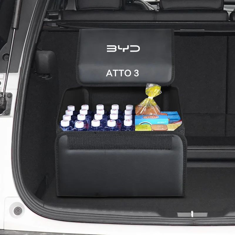 Car Trunk Foldable Storage Box Trip Leather Organizer Bag for BYD Atto 3 - Image 11