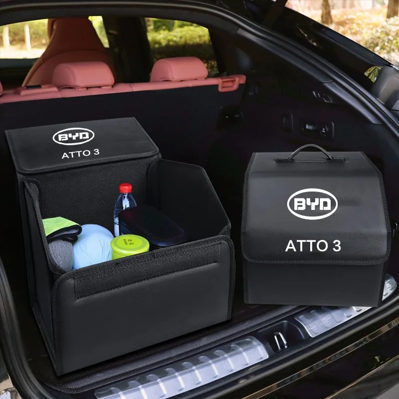 Car Trunk Foldable Storage Box Trip Leather Organizer Bag for BYD Atto 3 - Image 6