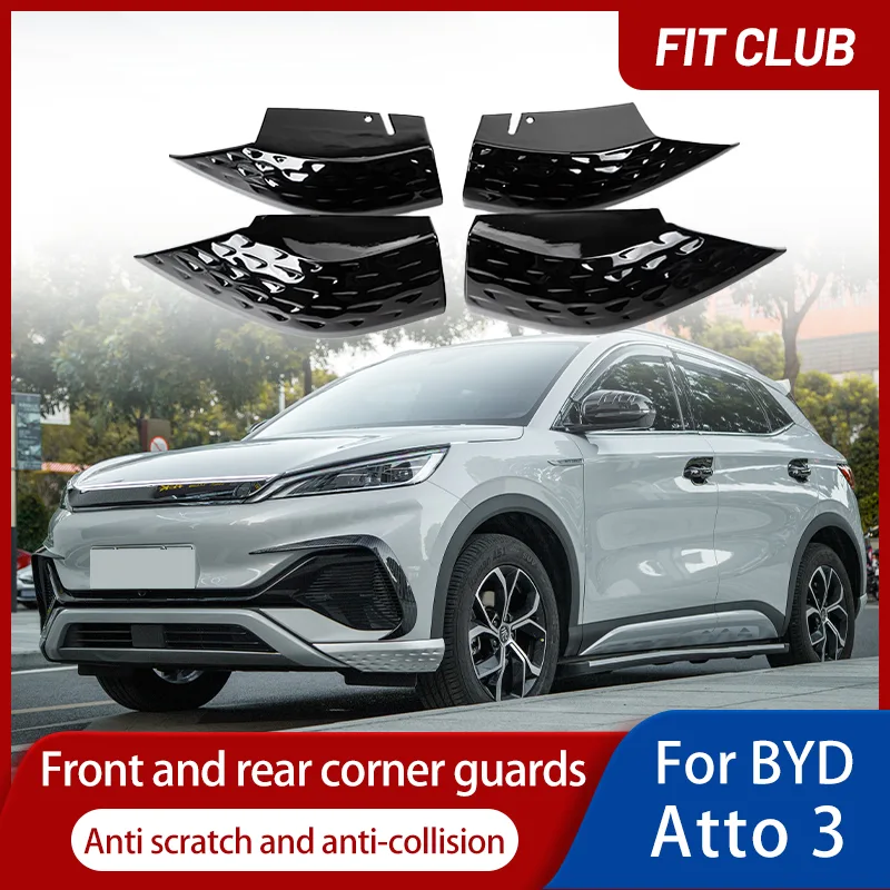 4Pcs Car Corner Protecor ABS Strip Stickers for BYD Atto 3 2022 Car Front Rear Bumper Strip Lip