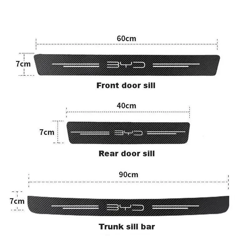 4 Pcs Carbon Fiber Car Door Sill Protectors Strip For BYD ATTO 3 E6 F3 Song Max - Image 7